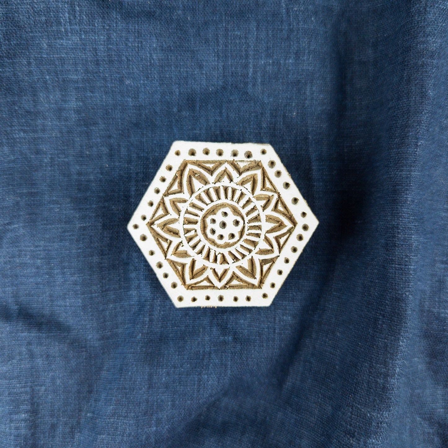 Wooden Hexagon Mandala Printing Block | Fabric Printing and Batik Stamps