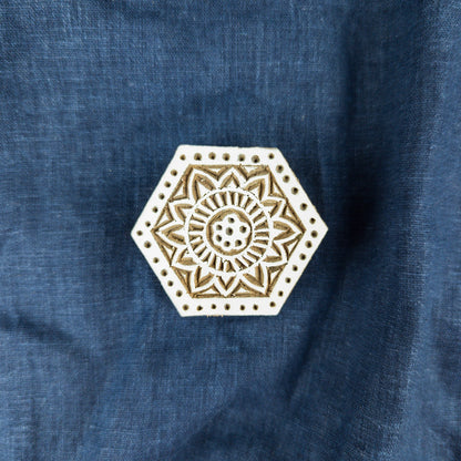 Wooden Hexagon Mandala Printing Block | Fabric Printing and Batik Stamps