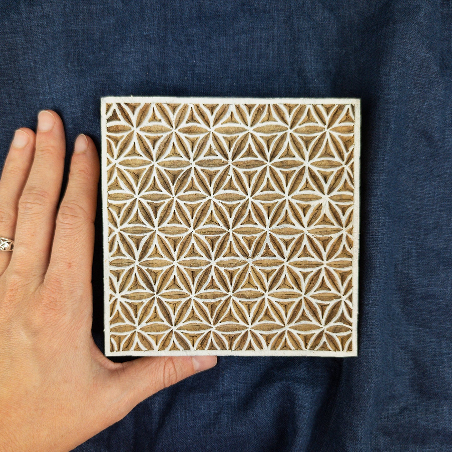 Large Geometric Printing Block | Fabric Printing and Batik Stamps