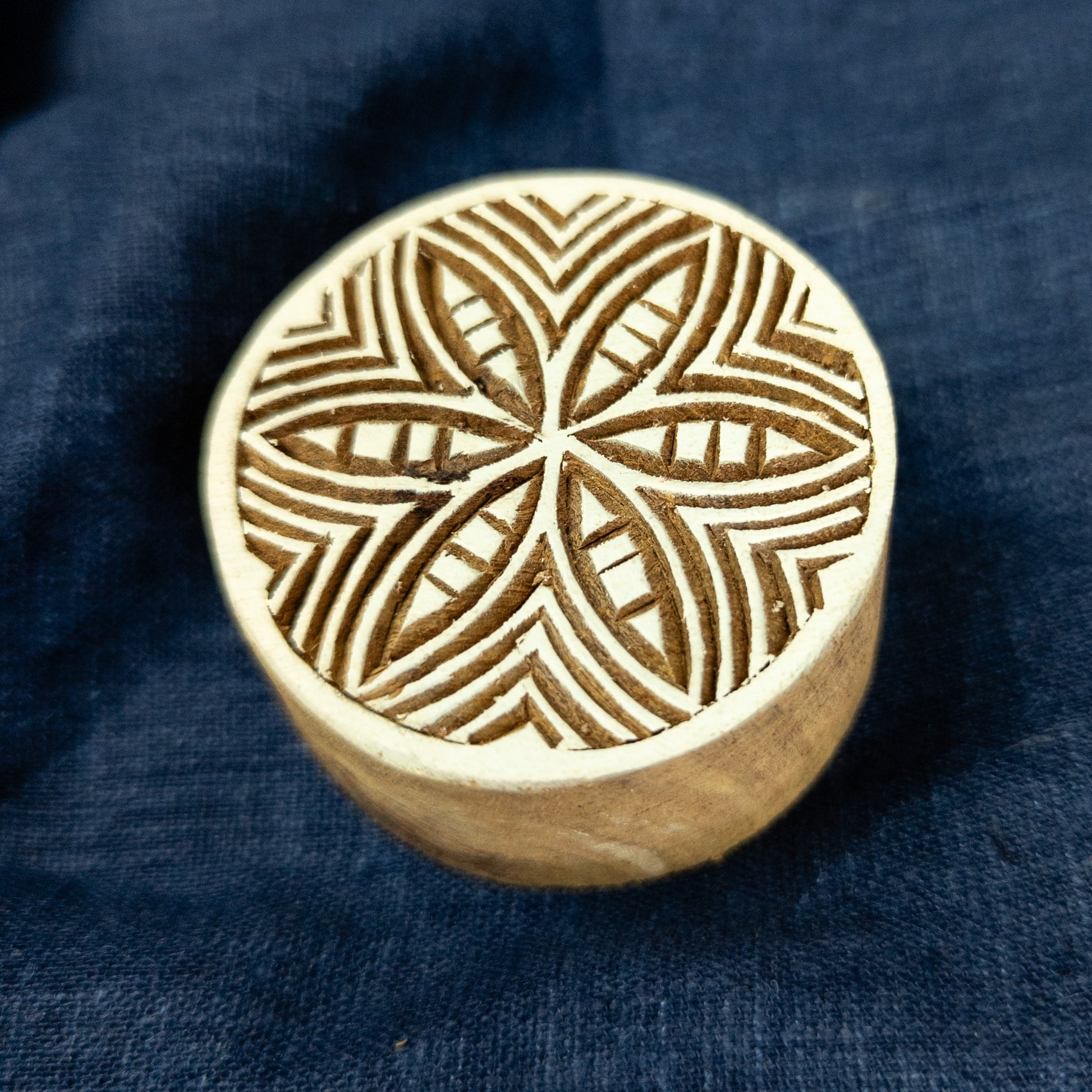 Indian woodblock with flower for blockprinting