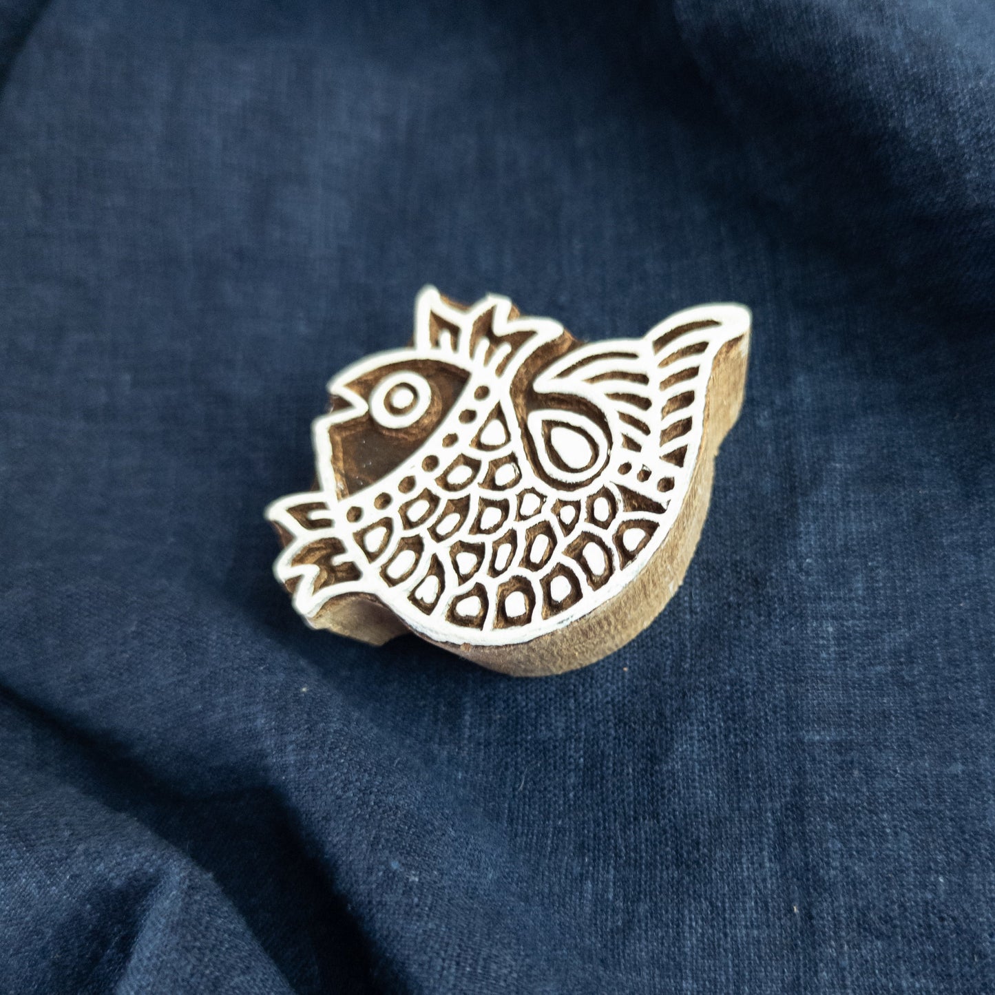 Hand-carved Indian Woodblock fish 