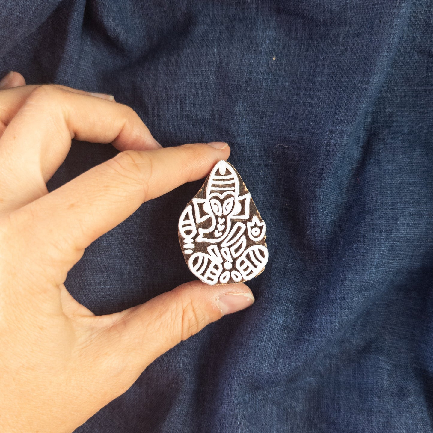 Wooden Ganesh Stamp | Indian Woodblock | Batik & Block Print Block - Textile Traders