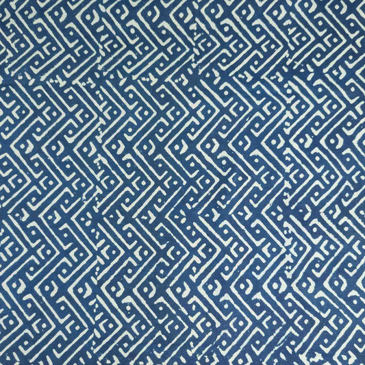 Indian Block Print Fabric - Indigo Cotton | Authentic Mud Resist Dabu | 112cm Wide