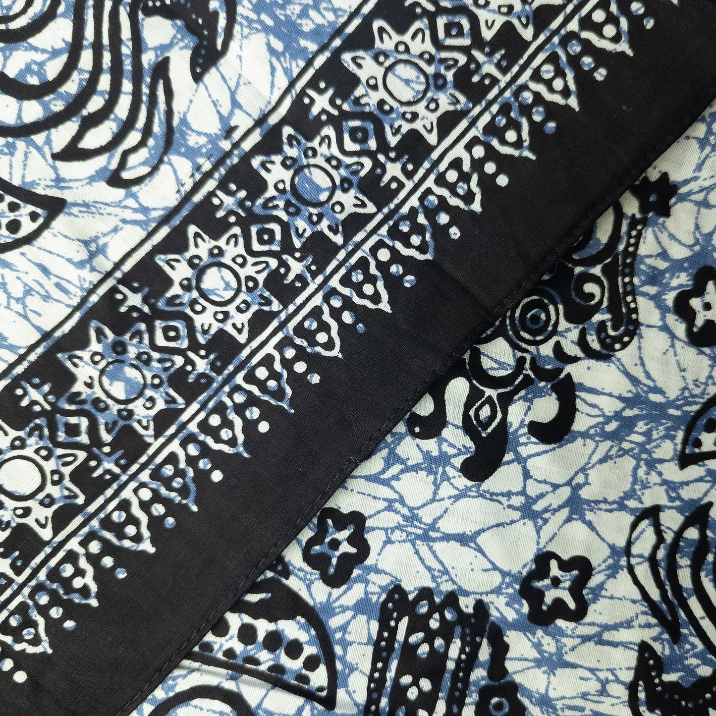 Close up of the selvedge of traditional bali batik sarong