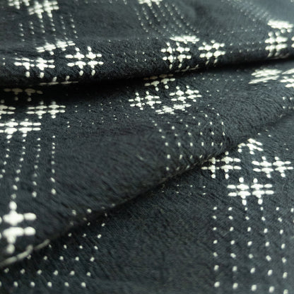 Sashiko Cotton Fabric – Black Cross Stitch Japanese Embroidered Fabric | 110cm Wide - Textile Traders