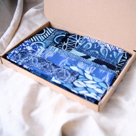 Indigo Blue Slow Stitching Bundle | Batik, Ikat & Indigo Fabric Scraps
