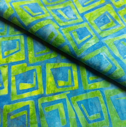 Bold Blue and Green Batik Remnant | Fat Quarter | 46cm x 57cm - Textile Traders