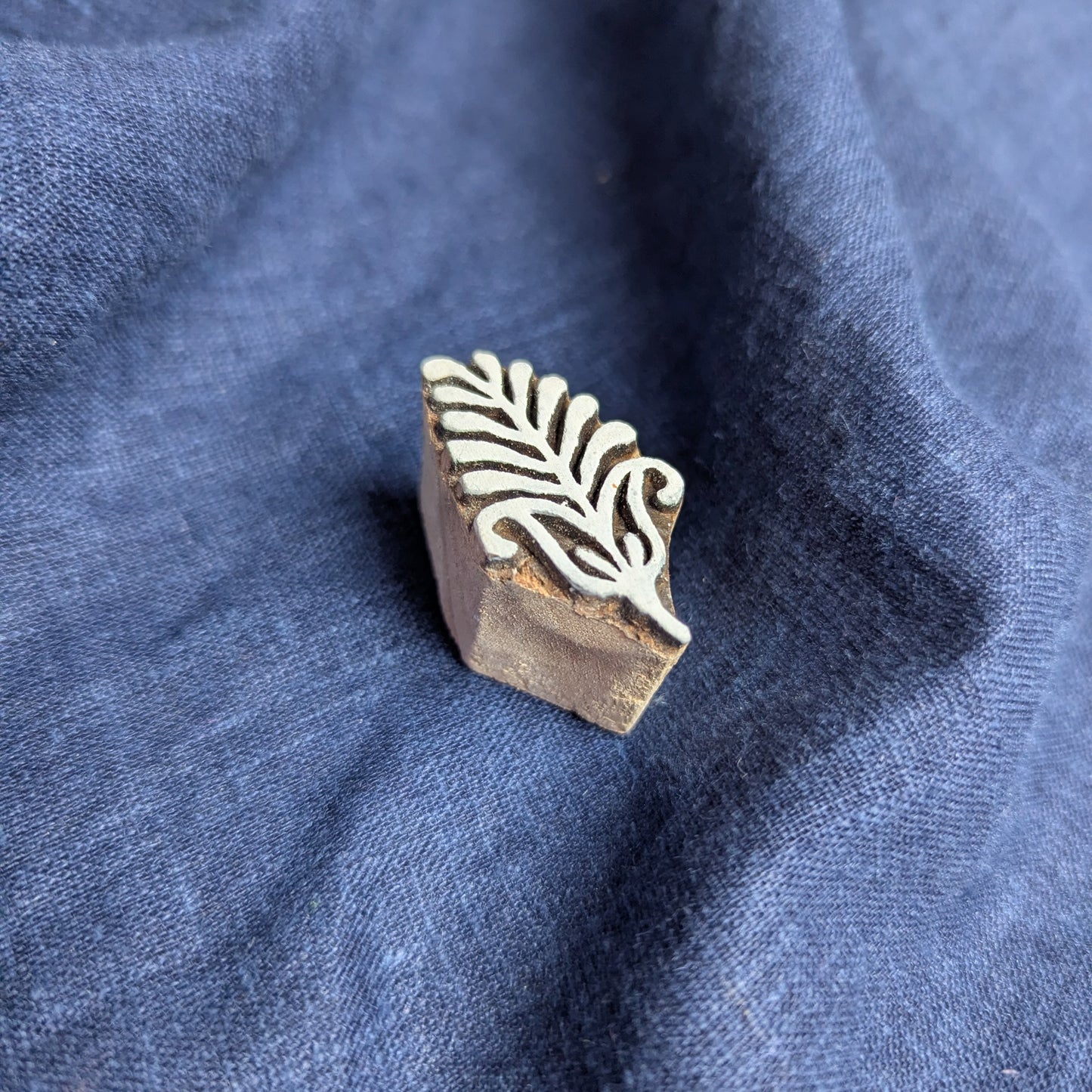 Small leaf woodblock stamp for batik, pottery and block print fabric printing