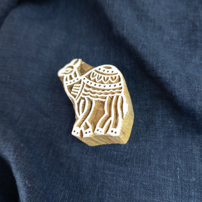Carved wooden stamp - camel woodblock made in India.