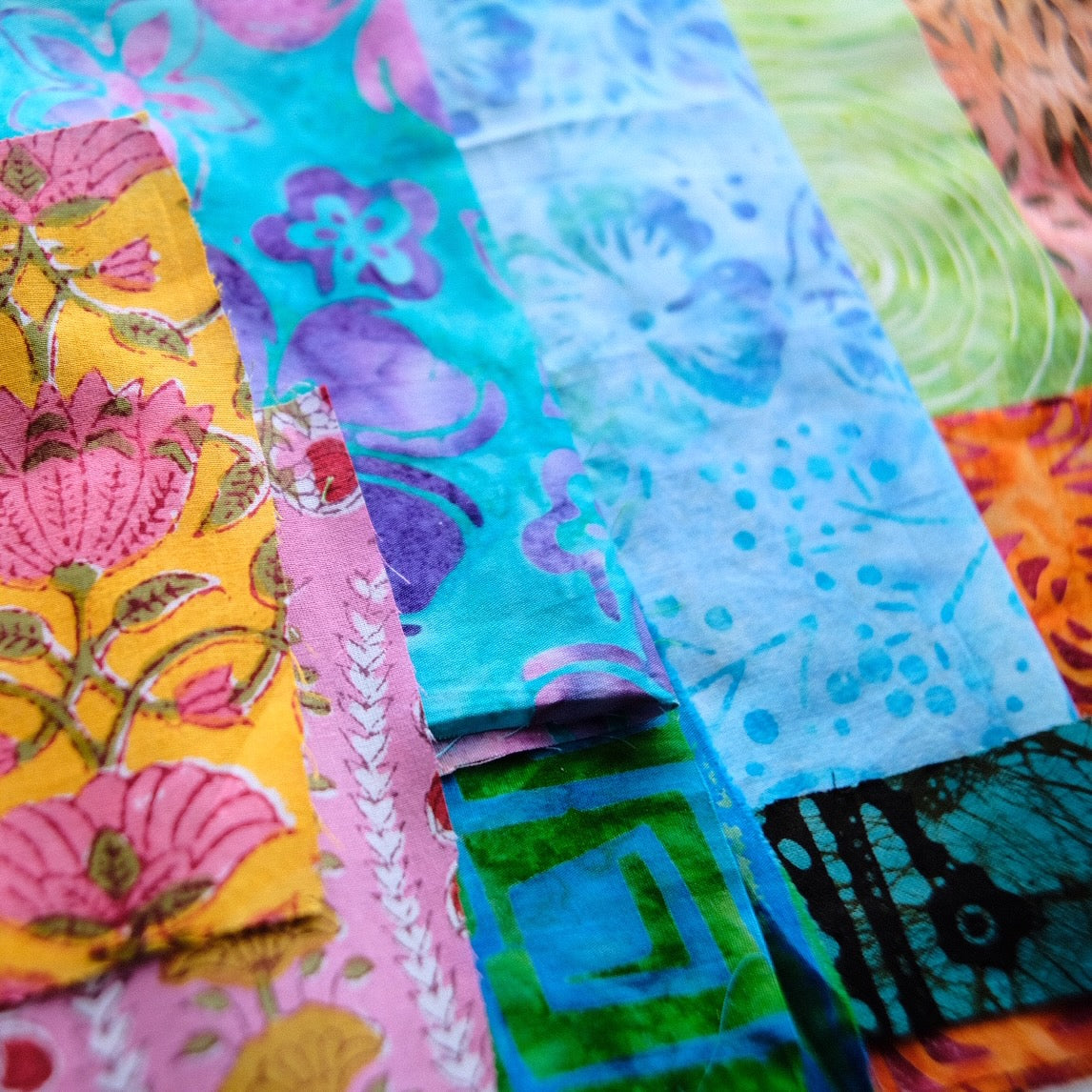 Colourful Slow Stitching Fabric Bundle | Slow Stitch & Visible Mending Fabrics