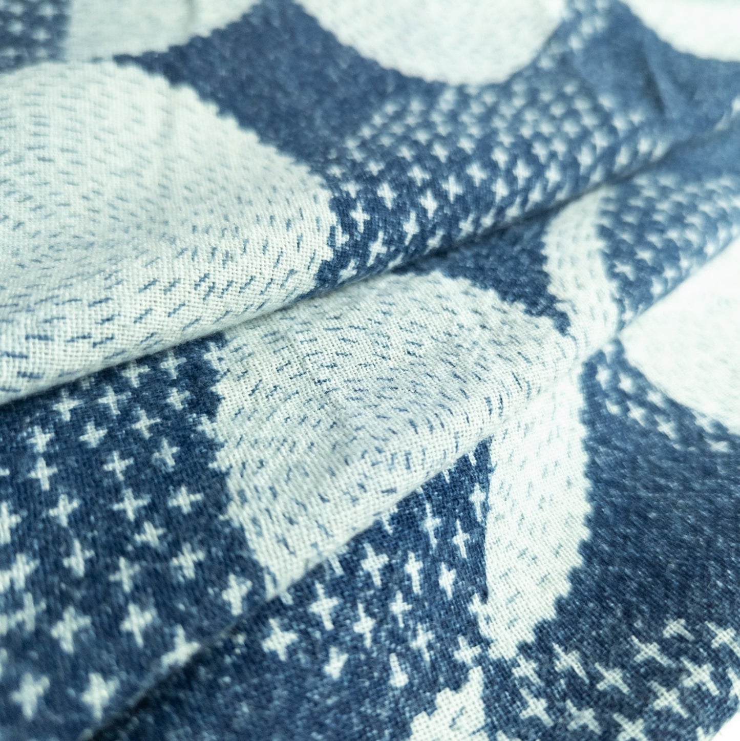 Moon Print Fabric | Stonewash Indigo Cotton | 112cm Wide - Textile Traders