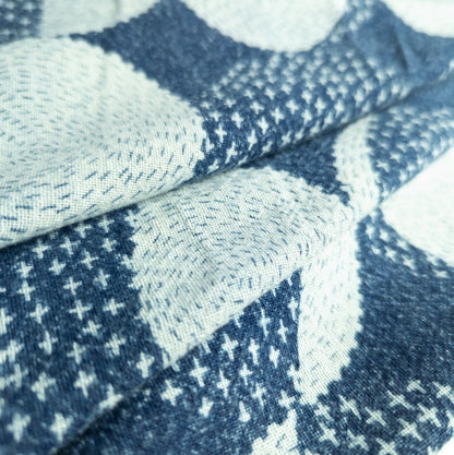 Moon Print Fabric | Stonewash Indigo Cotton | 112cm Wide - Textile Traders