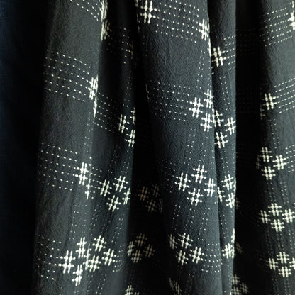 Sashiko Cotton Fabric – Black Cross Stitch Japanese Embroidered Fabric | 110cm Wide - Textile Traders