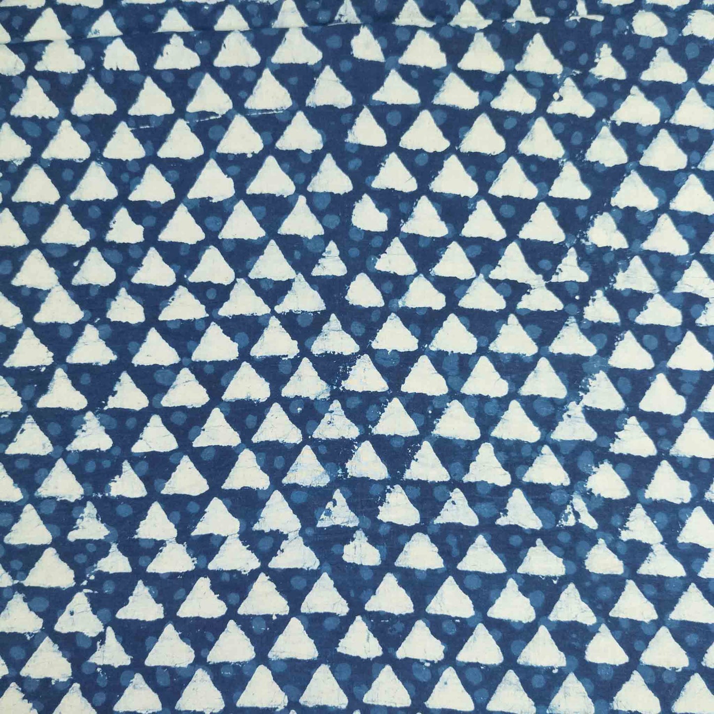 Indigo mud resist Dabu Indian blockprint fabric with triangle pattern