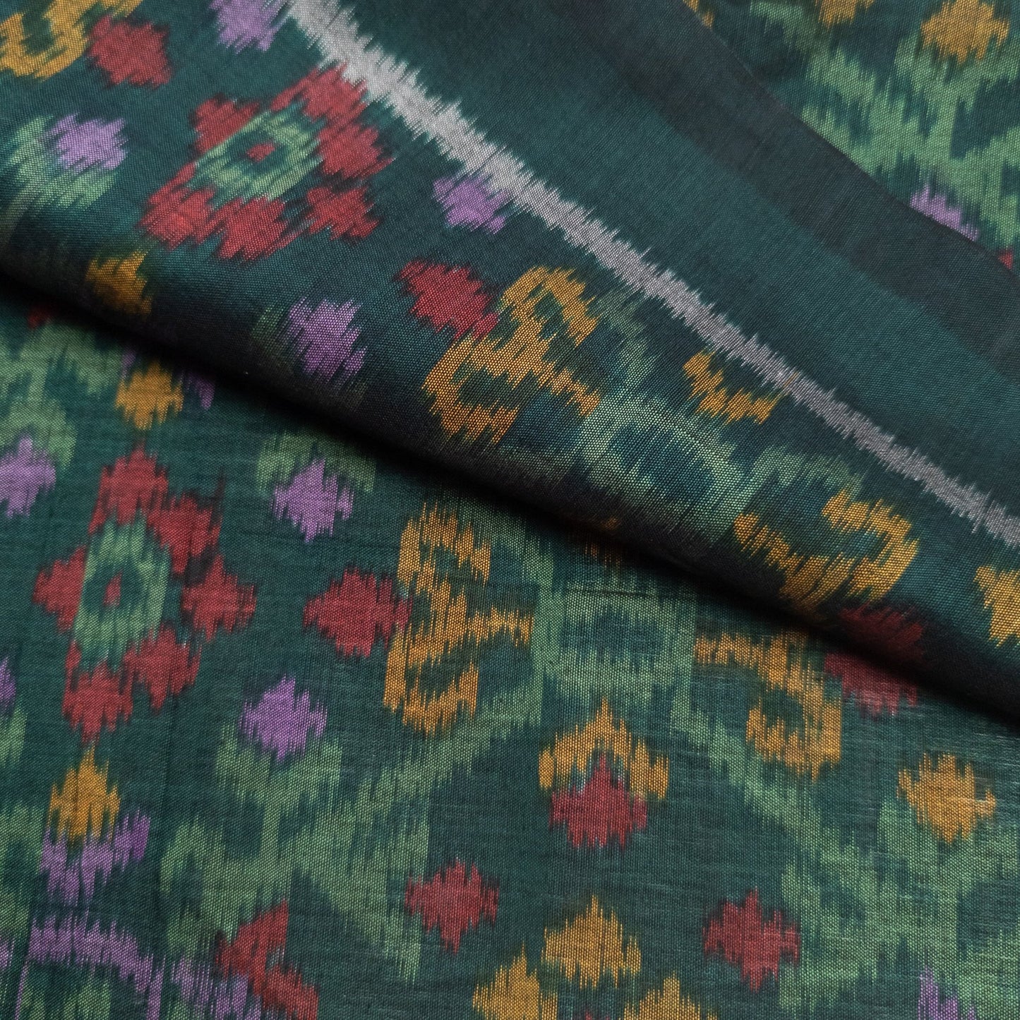 Green Ikat Remnant | 36cm x 103cm - Textile Traders