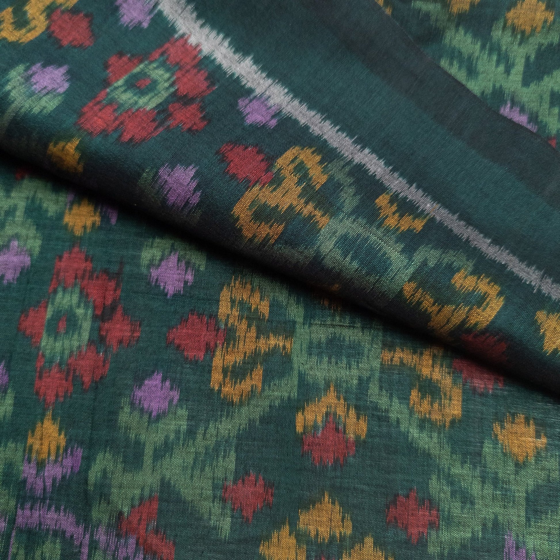 Green Ikat Remnant | 36cm x 103cm - Textile Traders