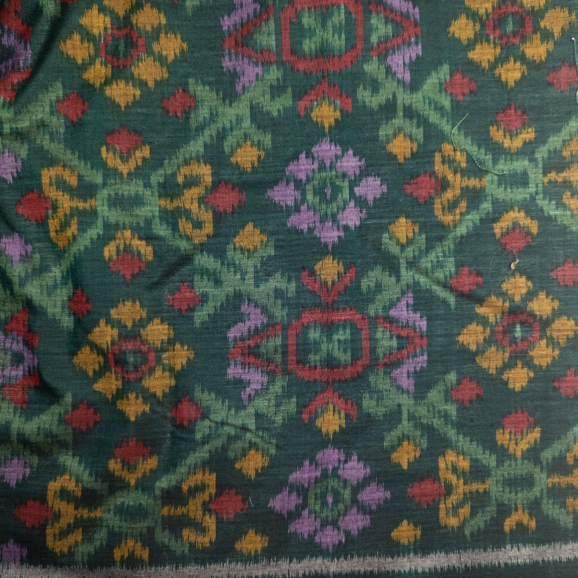 Green Ikat Remnant | 36cm x 103cm - Textile Traders