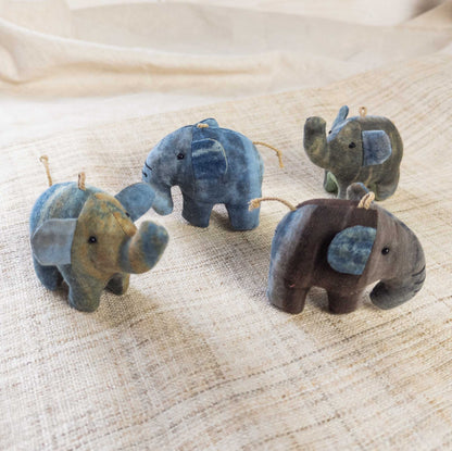 Small Stuffed Elephant - Natural Dye Fabric - Thai Handicrafts