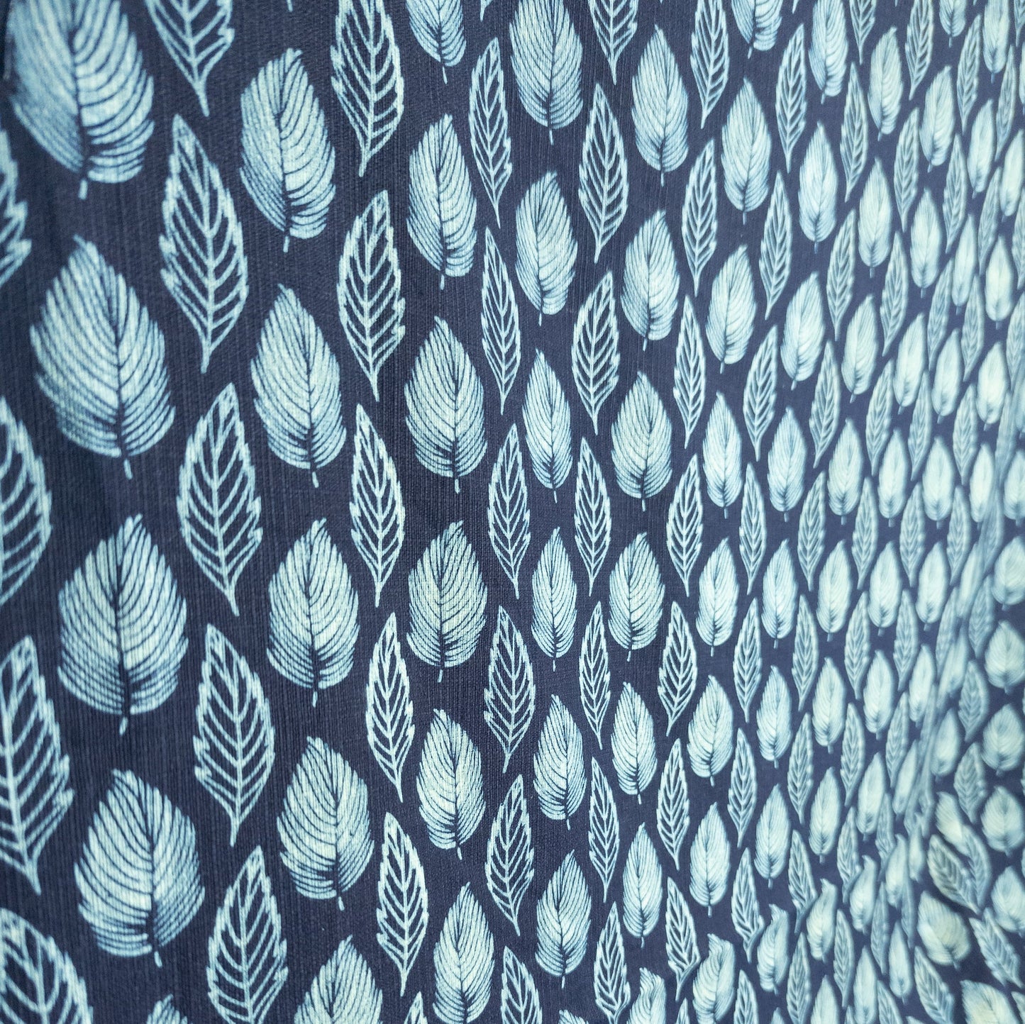 Feather Print Fabric by the Metre | Patterned Indigo Cotton | 116cm Wide - Textile Traders