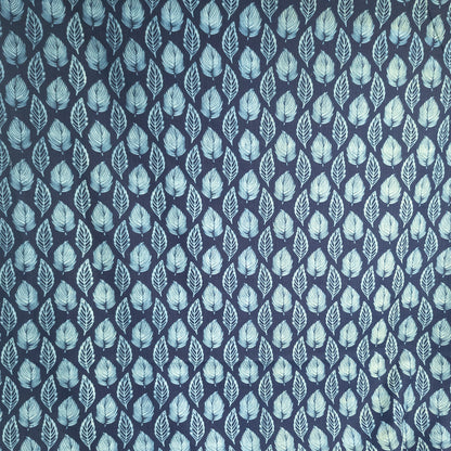 Feather Print Fabric by the Metre | Patterned Indigo Cotton | 116cm Wide - Textile Traders
