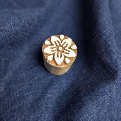 Small jasmine flower wood block for printing Indian blockprint fabric, batik and pottery