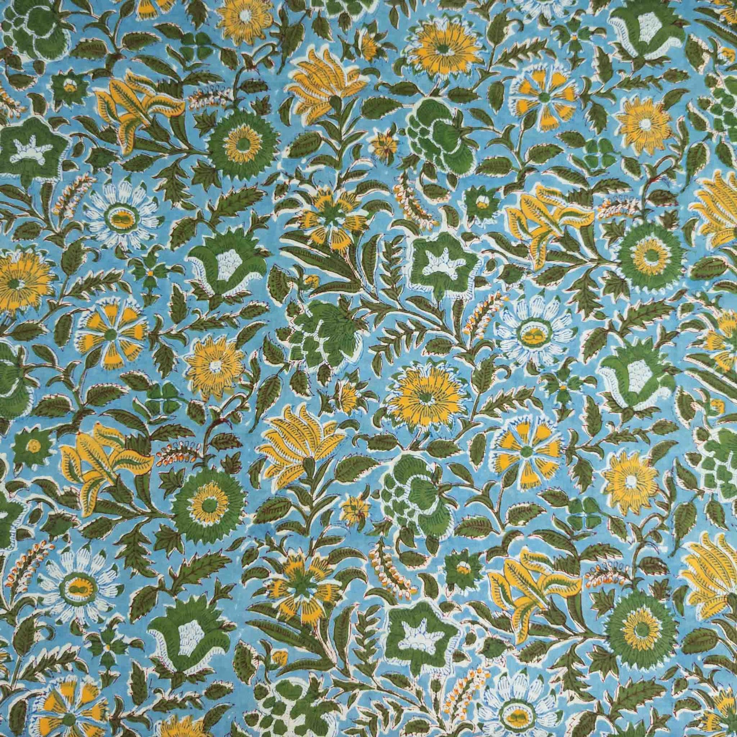 Traditional Indian Floral Fabric | 100% Cotton Block Print | 112cm
