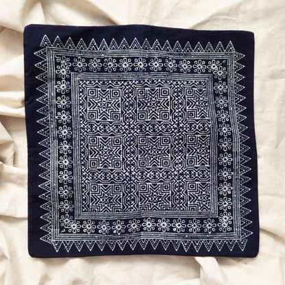 Handmade Indigo Cushion Cover | Hmong Hill Batik Textiles - Star | 18" x 18"