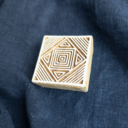 Geometric Square Wood Block | Indian Woodblock | Batik & Block Print Stamp - Textile Traders