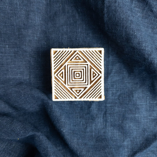 Geometric Square Wood Block | Indian Woodblock | Batik & Block Print Stamp - Textile Traders