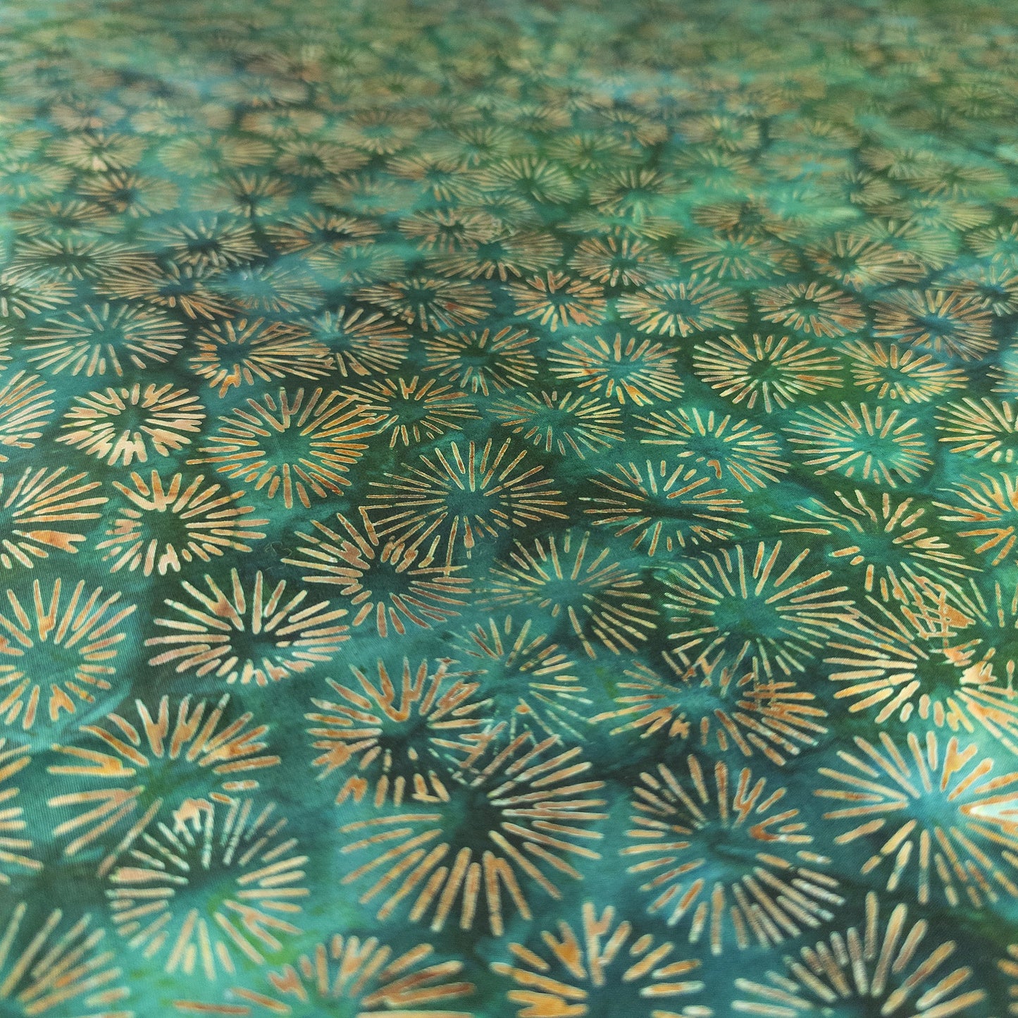 teal green hand block printed batik from java