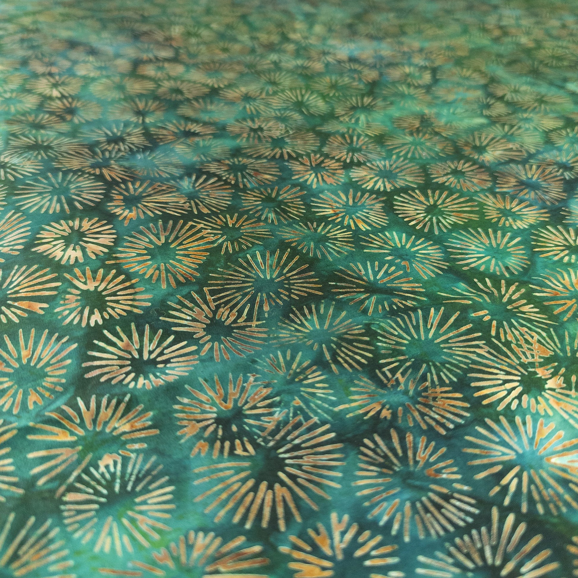 teal green hand block printed batik from java