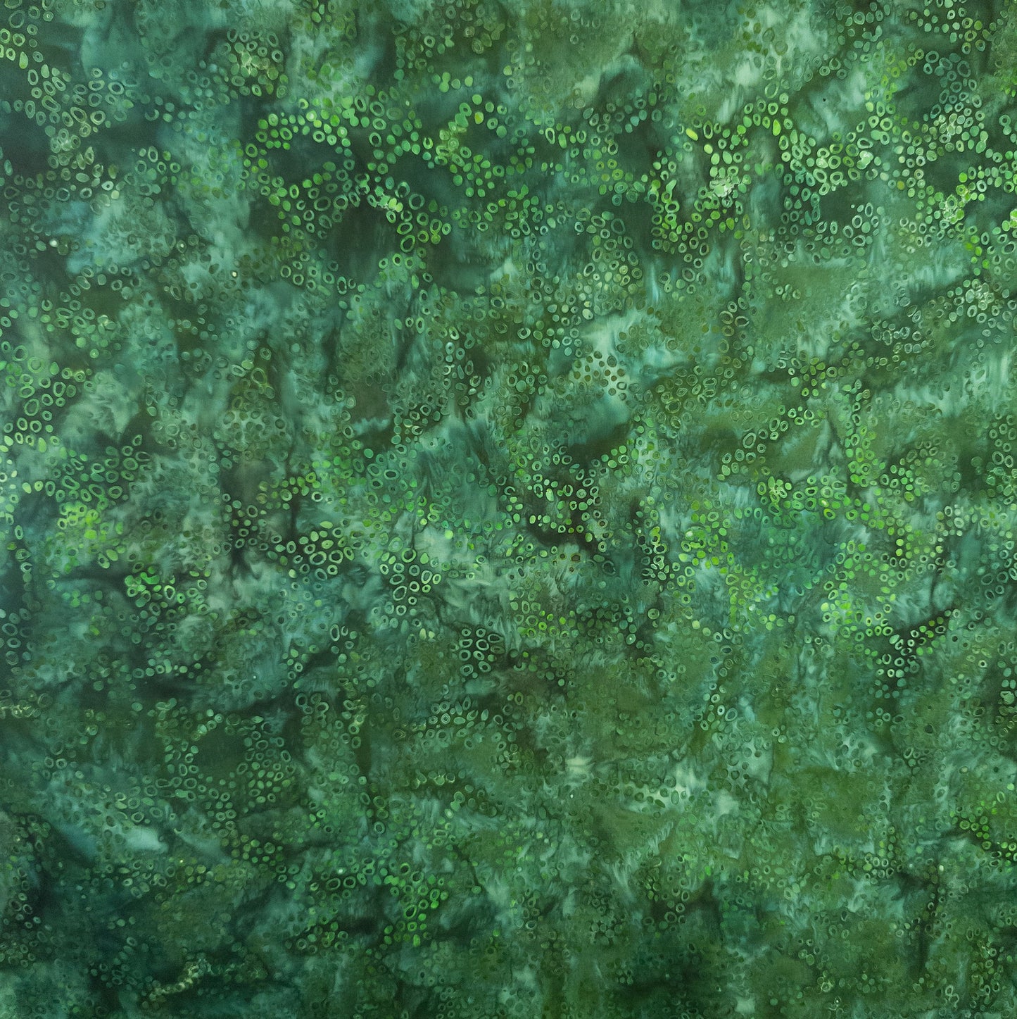 Mottled green and teal batik fabric from Indonesia