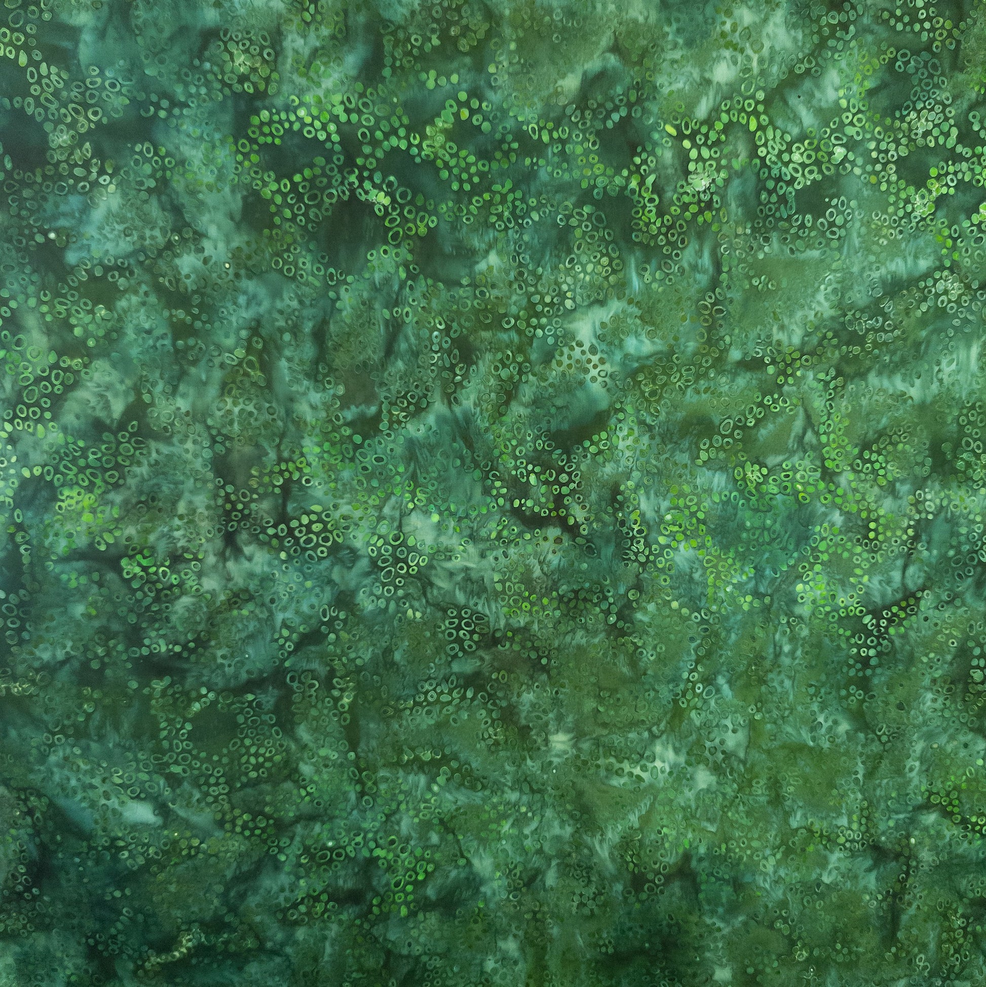 Mottled green and teal batik fabric from Indonesia