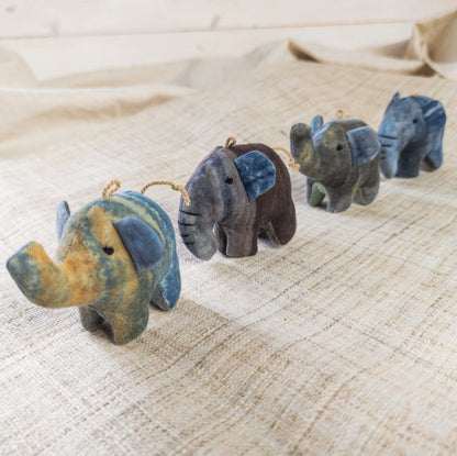 Small Stuffed Elephant - Natural Dye Fabric - Thai Handicrafts