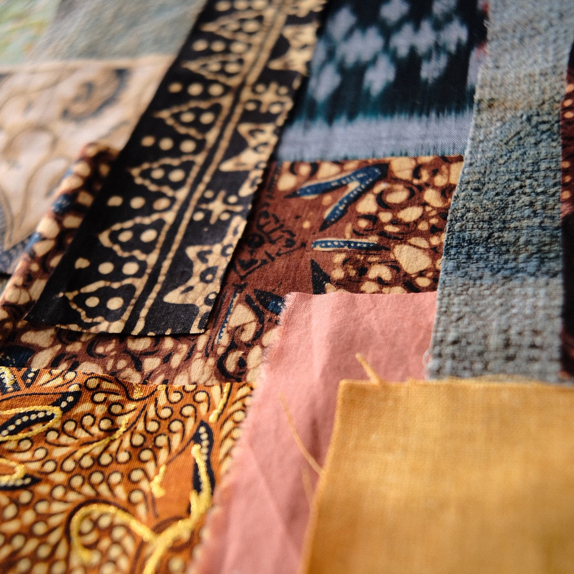 Earthy Tones Slow Stitching Bundle | Artisan Fabric Scraps