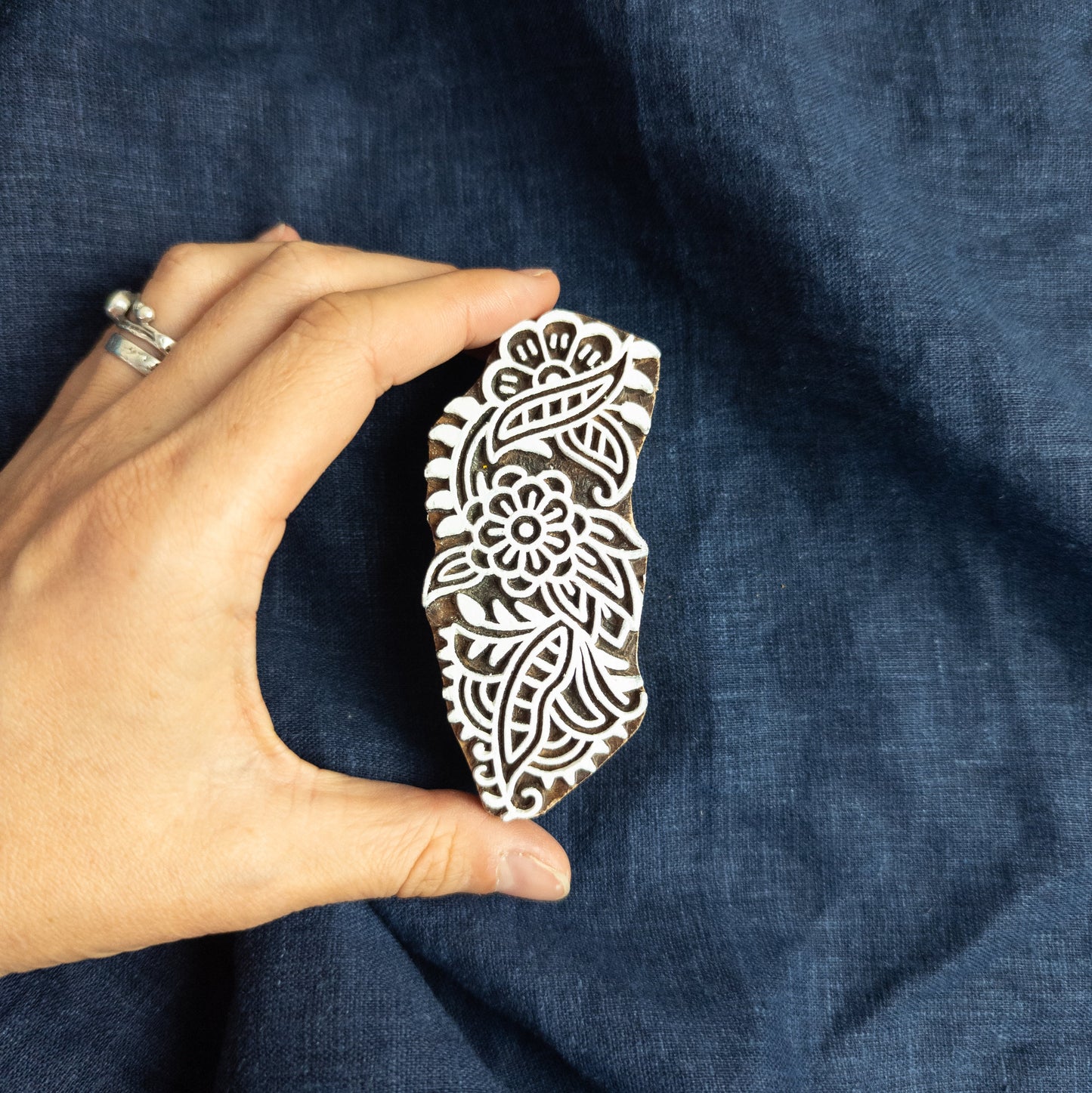 Floral Paisley Wood Block | Indian Henna Woodblock | Batik & Block Print Stamp - Textile Traders