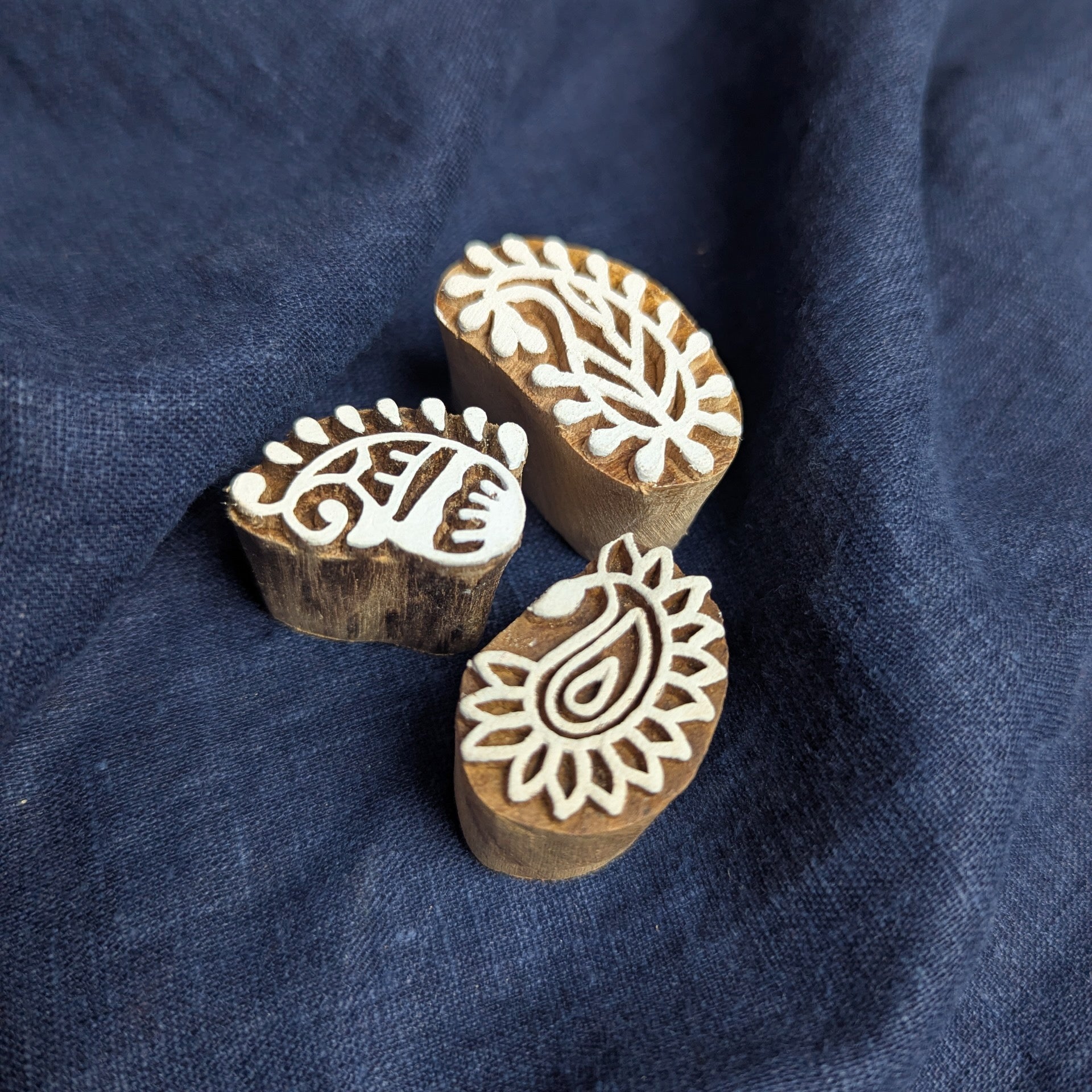 Indian Paisley Carved Wood Block Printing Set
