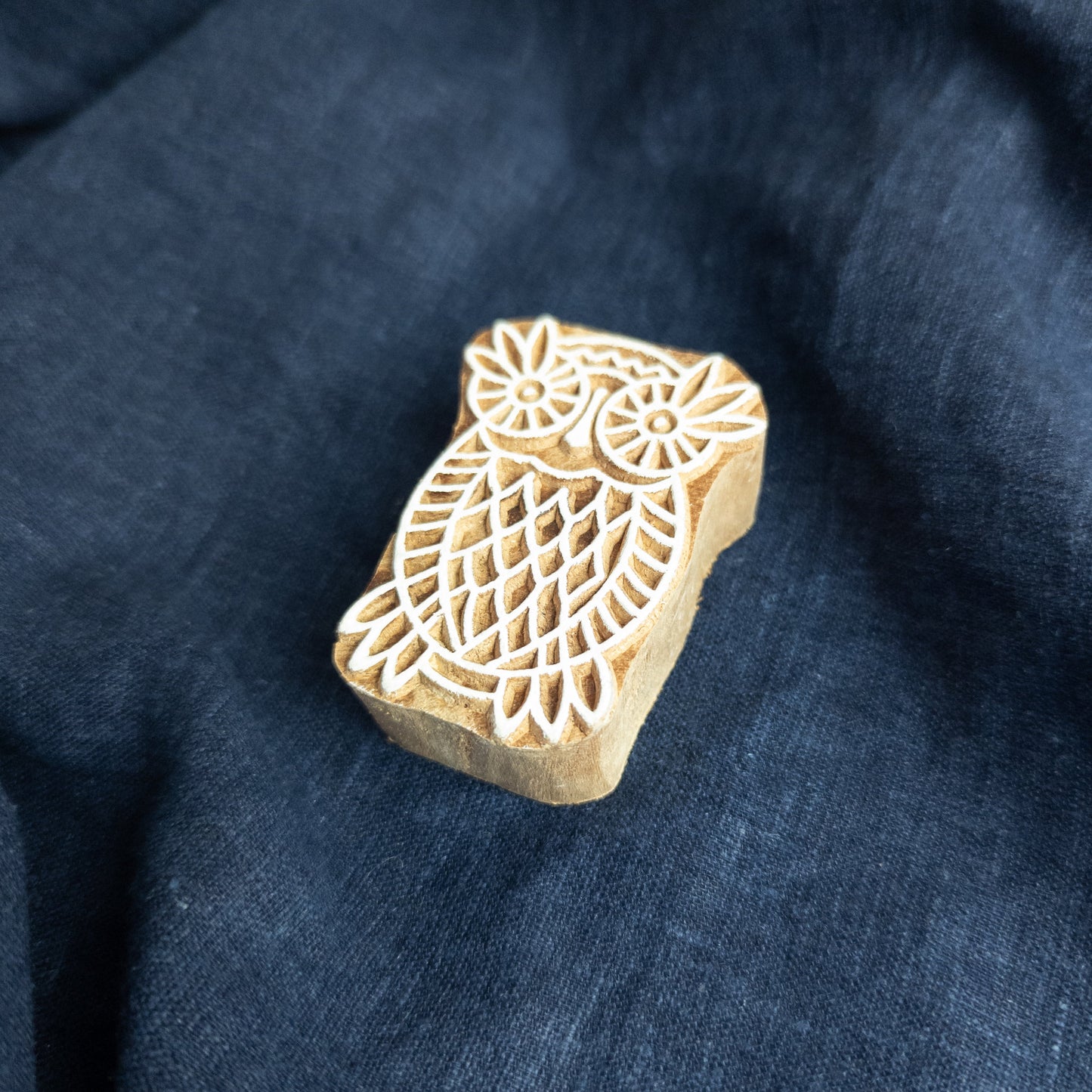 Indian Block Print Woodblock Stamp in Owl Design