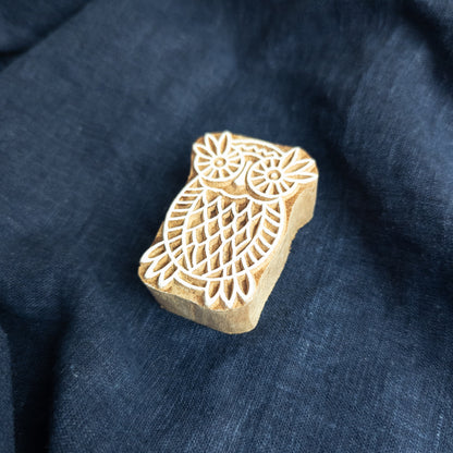 Indian Block Print Woodblock Stamp in Owl Design