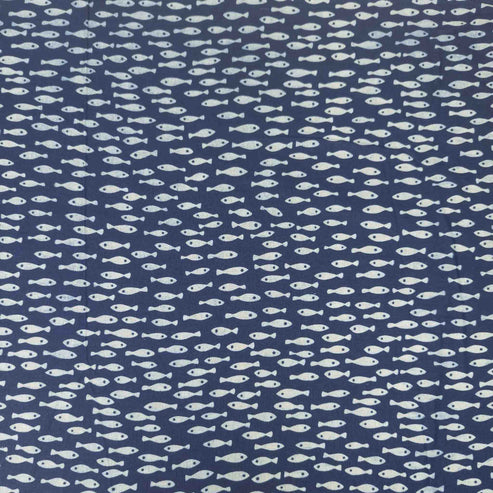 Fish Print Fabric | Japanese Style Indigo | Textile Traders