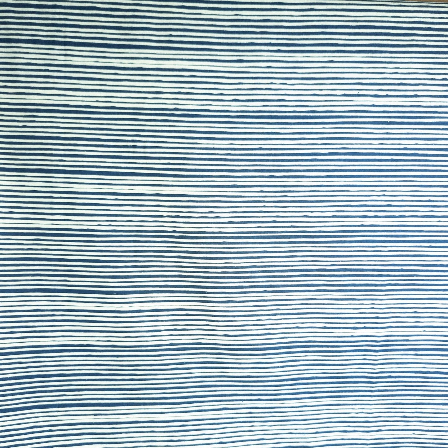 Striped Indigo Cotton | Fabric by the Metre | 114cm Wide - Textile Traders