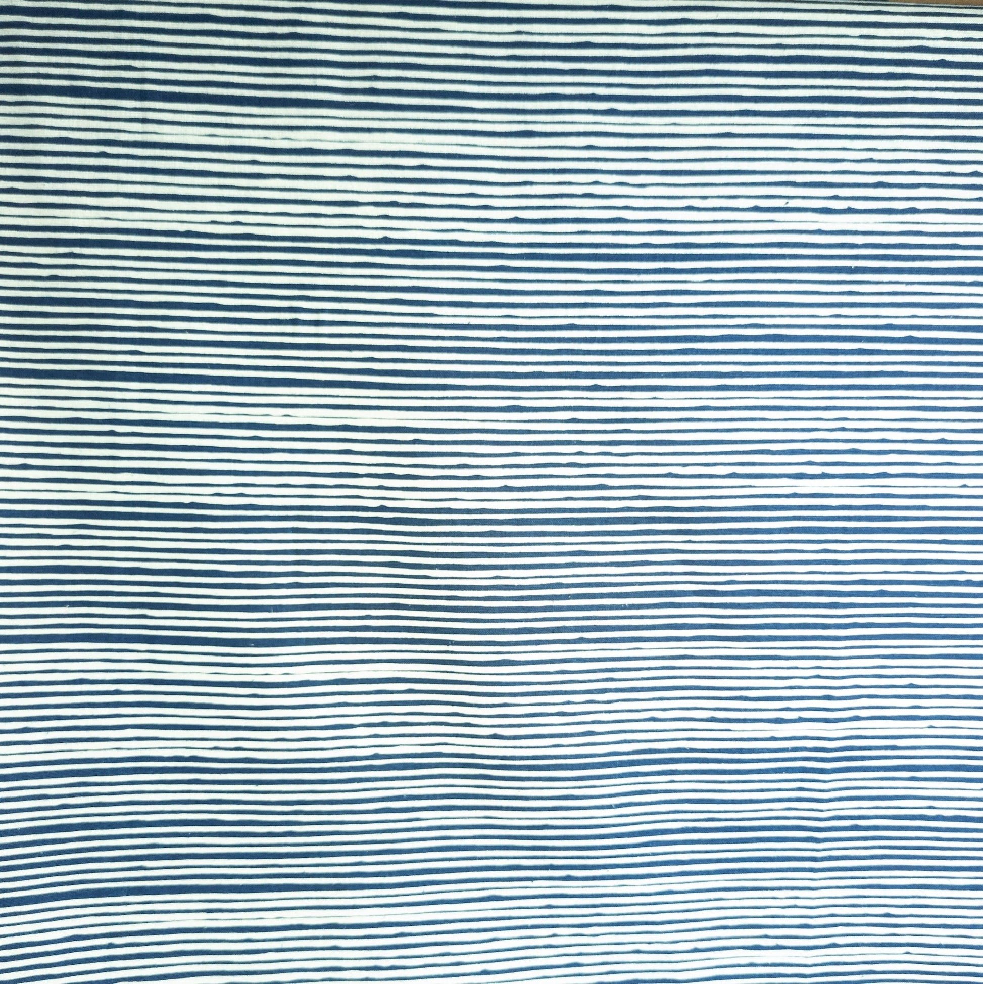 Striped Indigo Cotton | Fabric by the Metre | 114cm Wide - Textile Traders