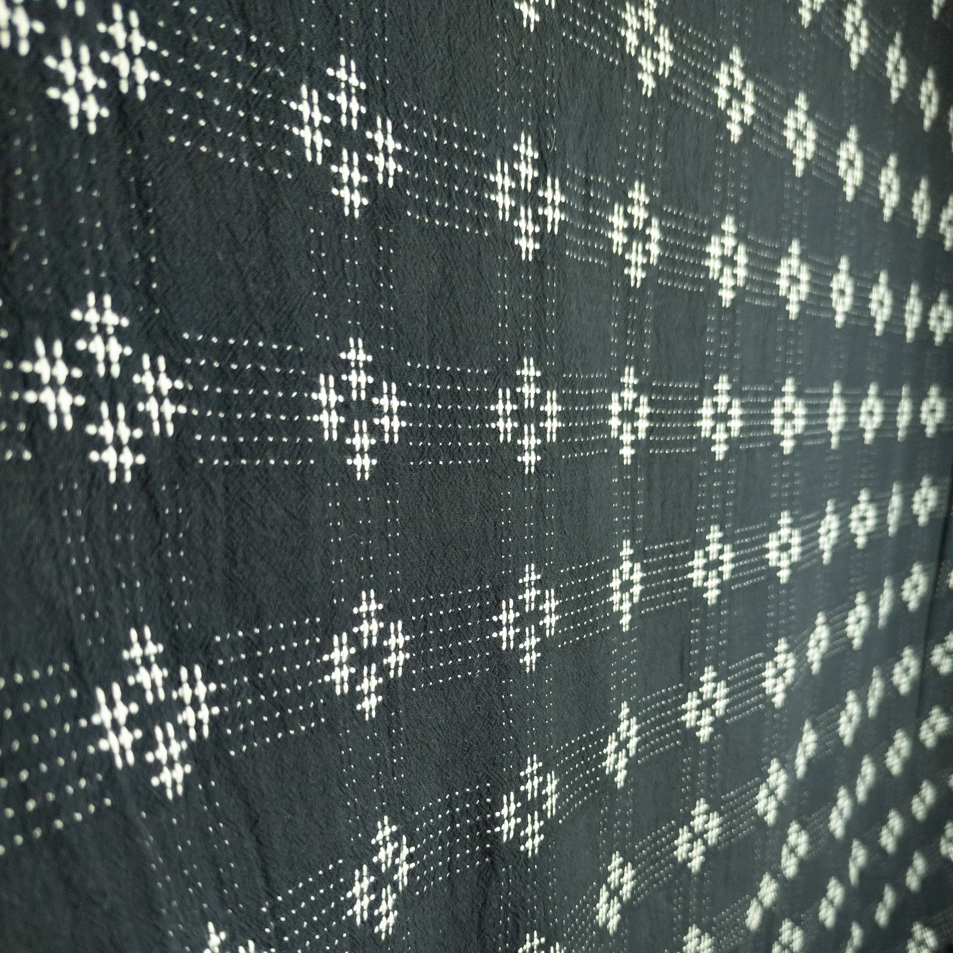 Sashiko Cotton Fabric – Black Cross Stitch Japanese Embroidered Fabric | 110cm Wide - Textile Traders