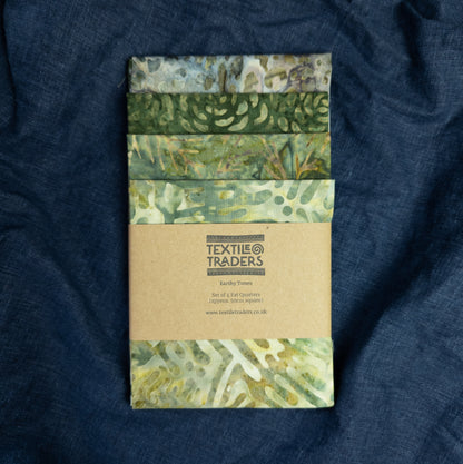 Earthy Batik Fat Quarters - 4 pieces | Quilting Fabric from Around the World