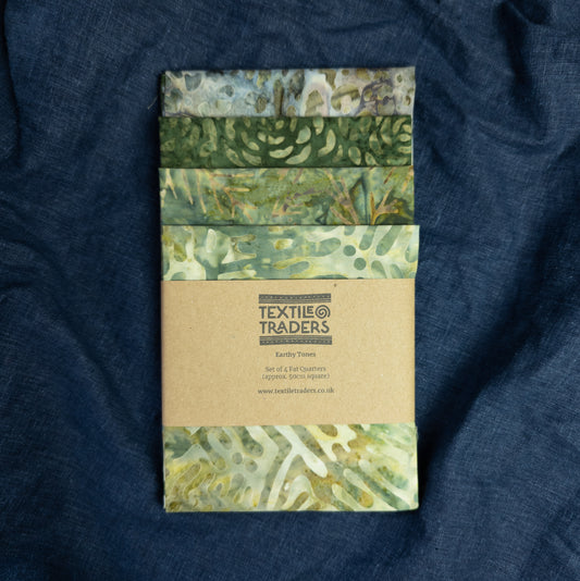 Earthy Batik Fat Quarters - 4 pieces | Quilting Fabric from Around the World