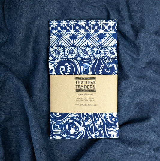 Fat Quarter Set - Traditional Blue & White Batik - 4 pack