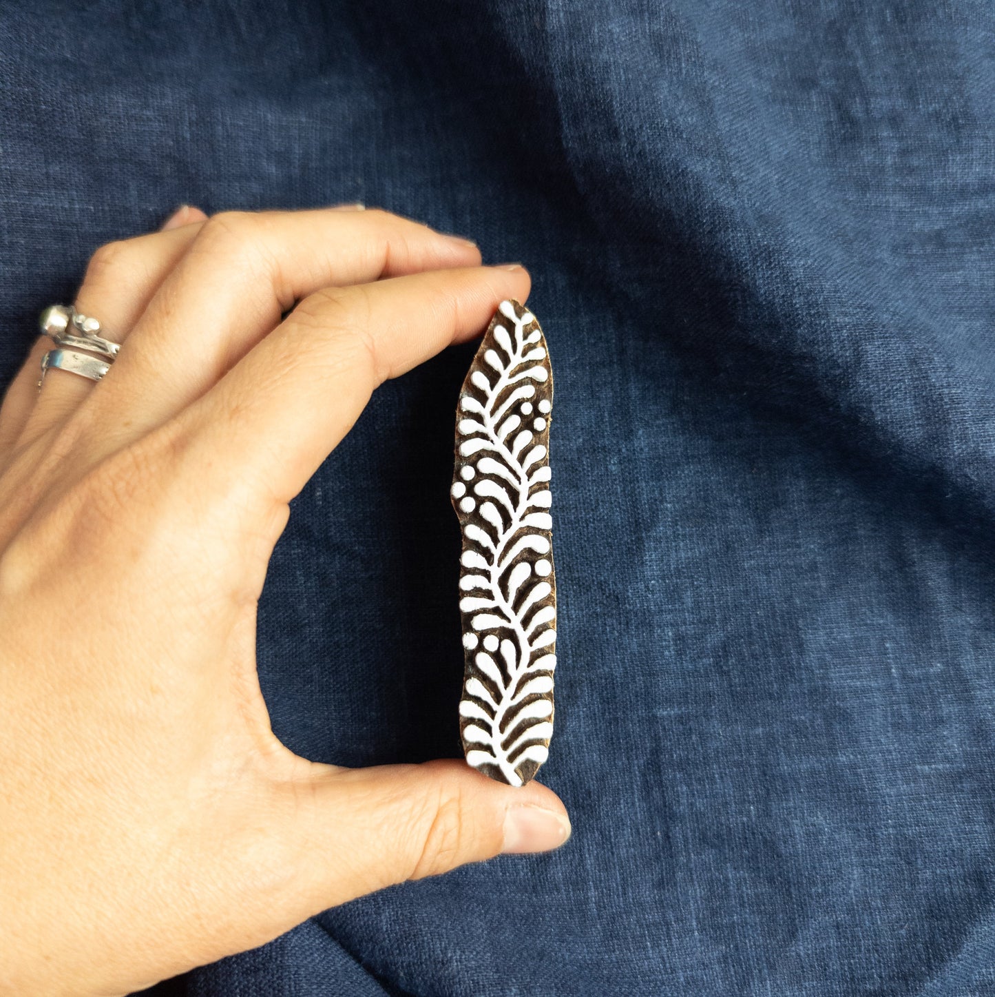 Botanical border stamp | Indian Henna Woodblock | Batik & Block Print Block - Textile Traders