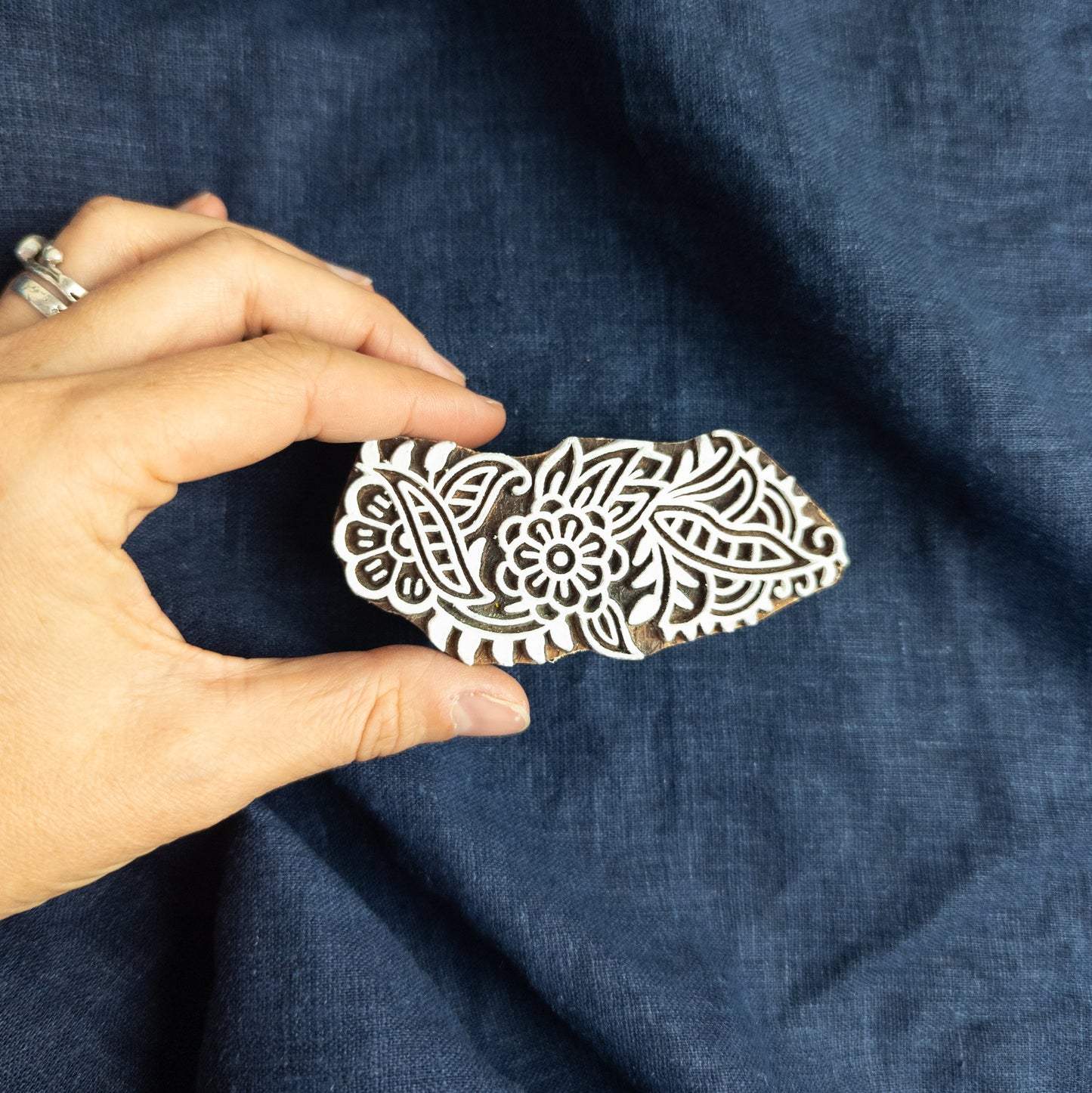 Floral Paisley Wood Block | Indian Henna Woodblock | Batik & Block Print Stamp - Textile Traders