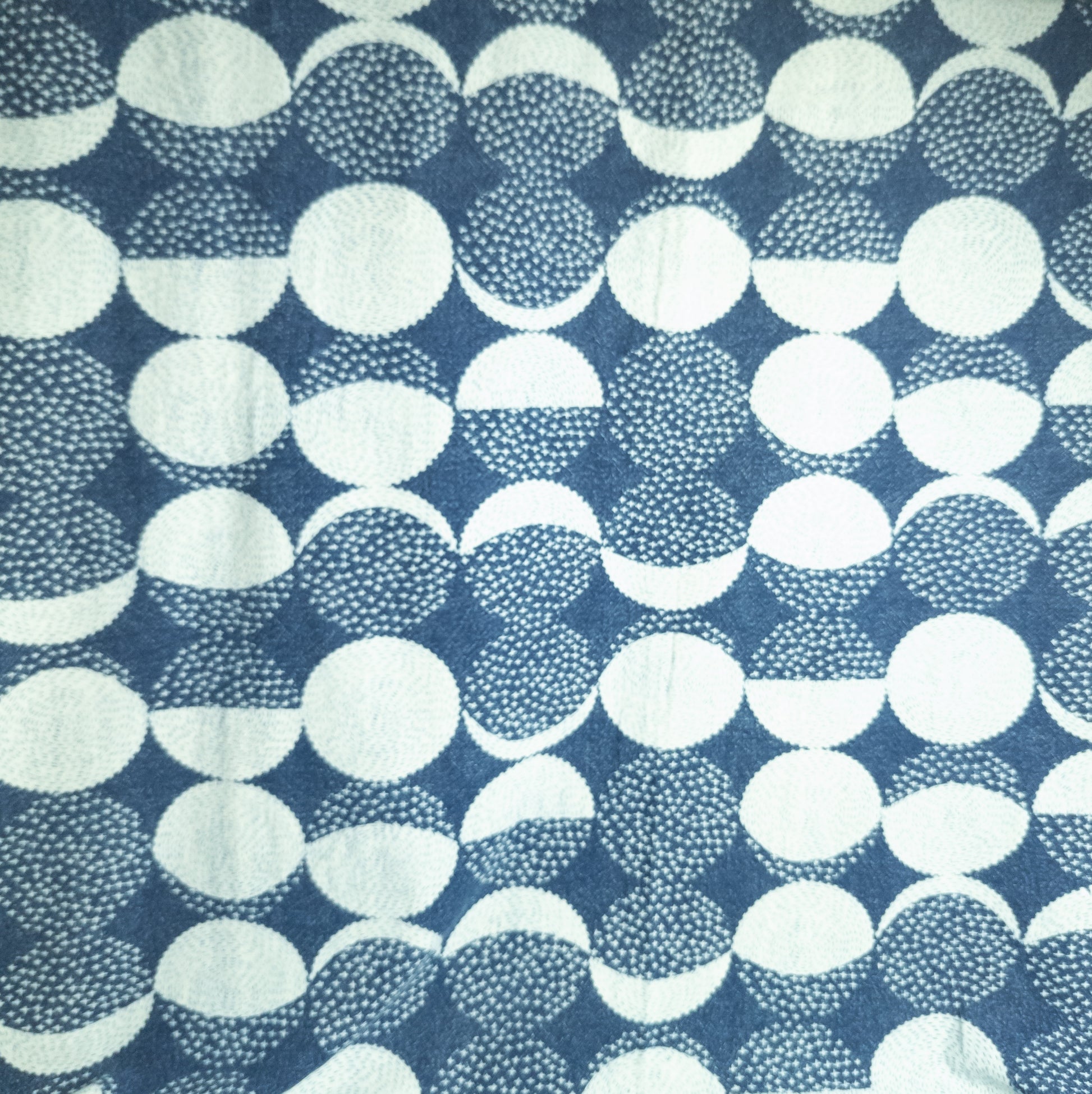Moon Print Fabric | Stonewash Indigo Cotton | 112cm Wide - Textile Traders