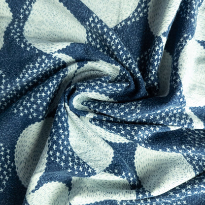 Moon Print Fabric | Stonewash Indigo Cotton | 112cm Wide - Textile Traders